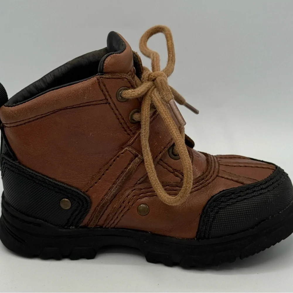 Polo Ralph Lauren Boots Toddler Size 7 Tyrek  II Brandy Leather‎ Buckle **READ**